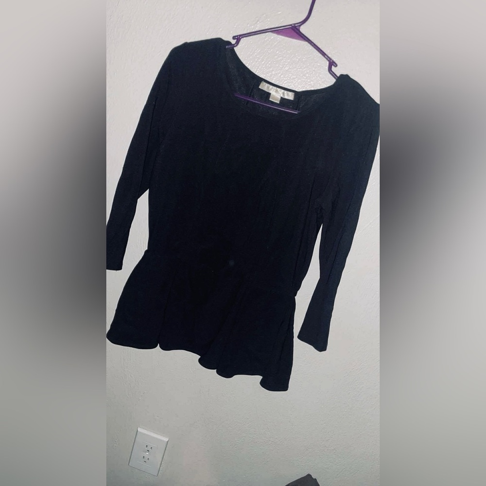 Black Long Sleeve Peplum Top
